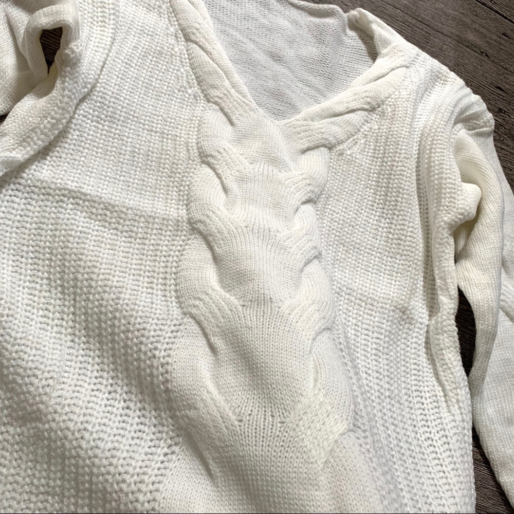 💕Happy Friday Sexy White V Neck Cozy Sweater - Picture 6 of 8